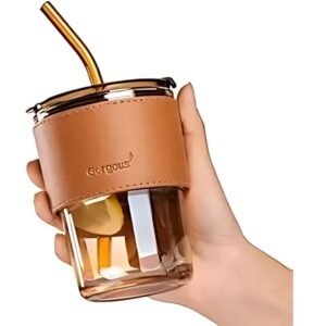 SlubSip Tumbler – Chic Glass with Straw & Sleeve