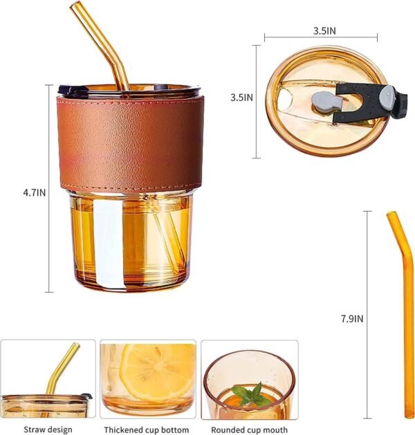 SlubSip Tumbler – Chic Glass with Straw & Sleeve - Image 5