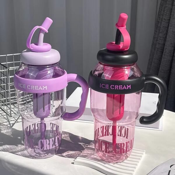 IceCreamTumbler – 1300ml Summer Bottle with Handle & Straw - Image 3