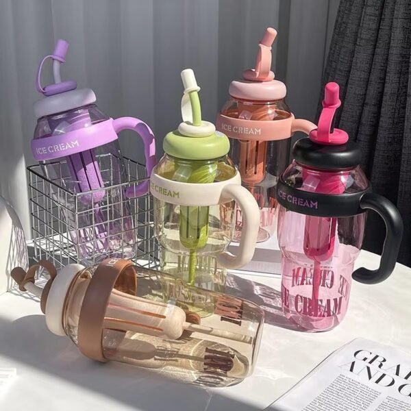 IceCreamTumbler – 1300ml Summer Bottle with Handle & Straw - Image 5