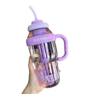 IceCreamTumbler – 1300ml Summer Bottle with Handle & Straw